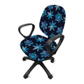 Turquoise Snowflake Pattern Print Office Chair Cover