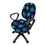 Turquoise Snowflake Pattern Print Office Chair Cover