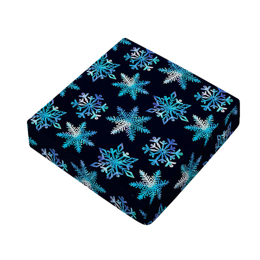 Turquoise Snowflake Pattern Print Outdoor Seat Cushion Cover