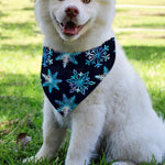 Turquoise Snowflake Pattern Print Over The Collar Dog Bandana