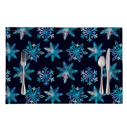 Turquoise Snowflake Pattern Print Placemat