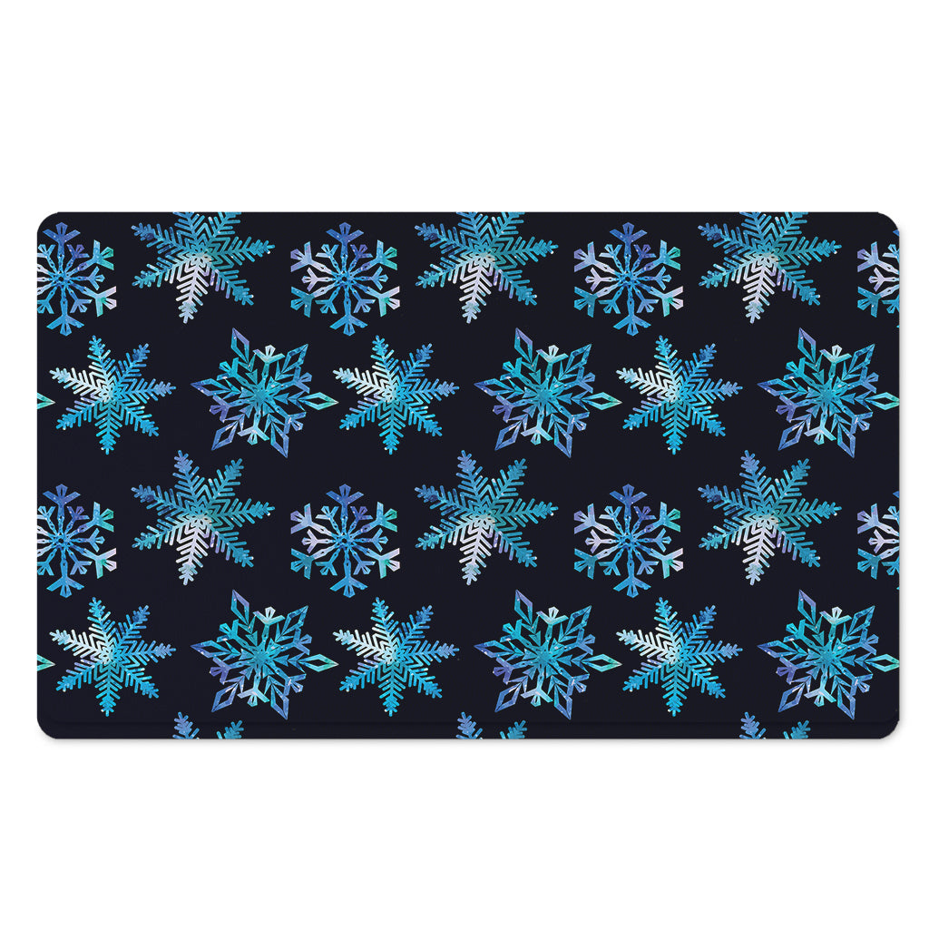 Turquoise Snowflake Pattern Print Polyester Doormat