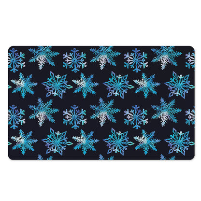 Turquoise Snowflake Pattern Print Polyester Doormat