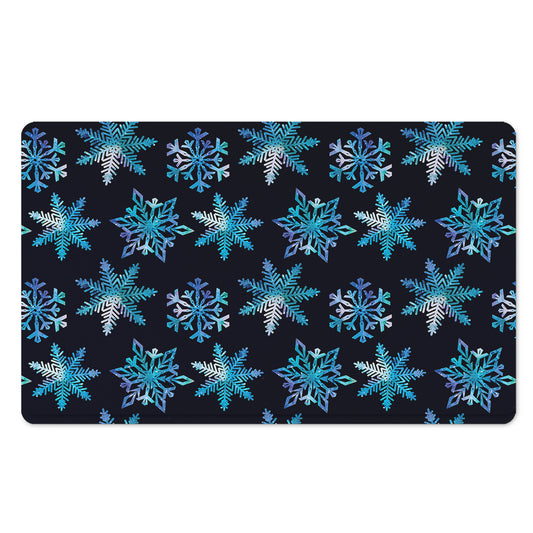 Turquoise Snowflake Pattern Print Polyester Doormat