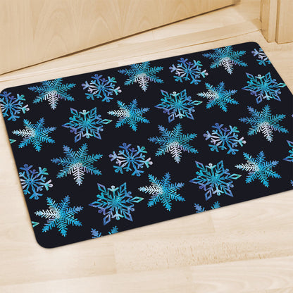 Turquoise Snowflake Pattern Print Polyester Doormat
