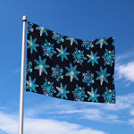 Turquoise Snowflake Pattern Print Polyester Flag