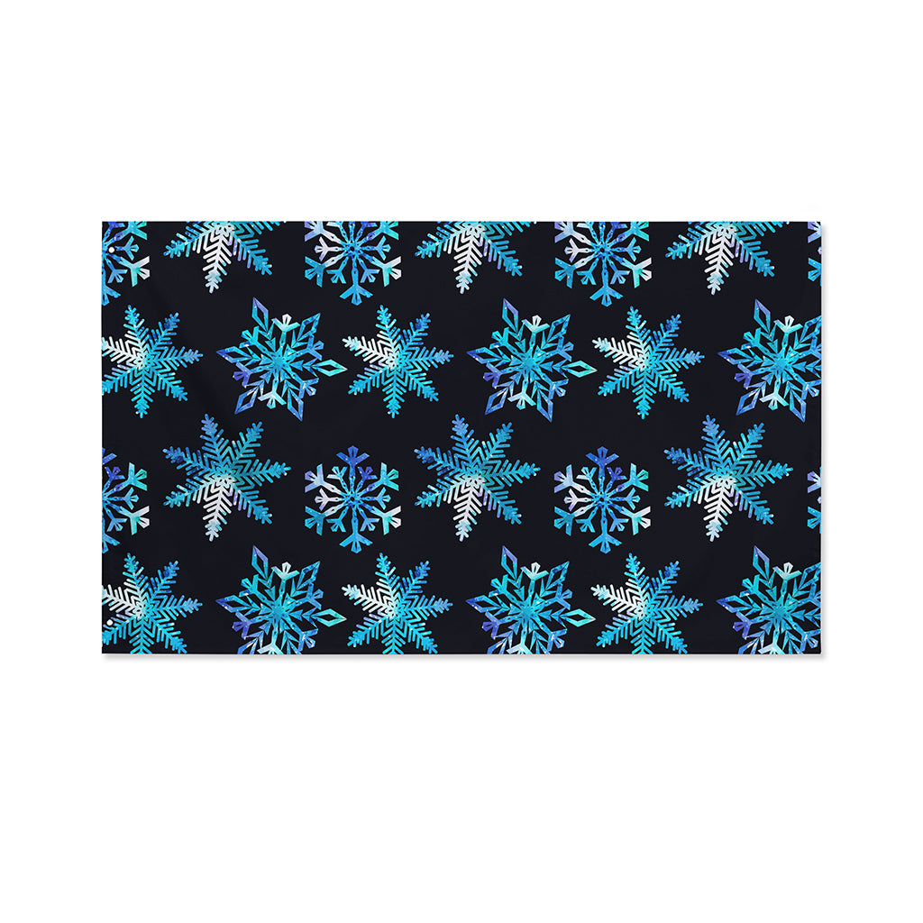 Turquoise Snowflake Pattern Print Polyester Flag