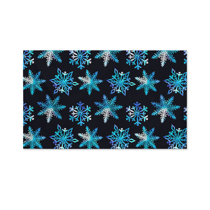 Turquoise Snowflake Pattern Print Polyester Flag