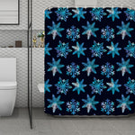 Turquoise Snowflake Pattern Print Polyester Shower Curtain