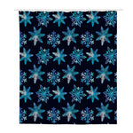 Turquoise Snowflake Pattern Print Polyester Shower Curtain