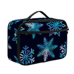 Turquoise Snowflake Pattern Print Portable Lunch Bag