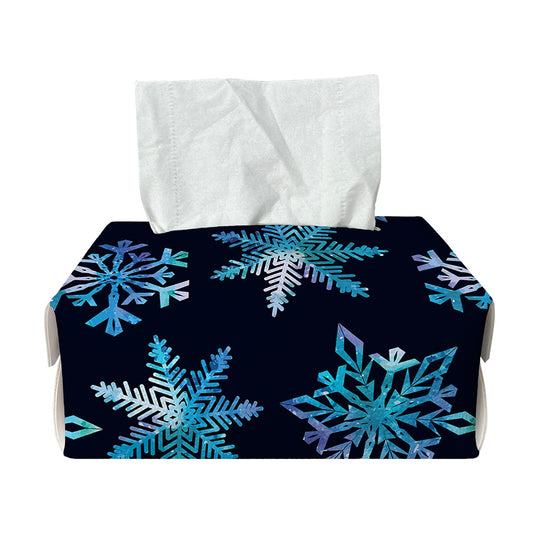 Turquoise Snowflake Pattern Print Rectangle Tissue Box Cover