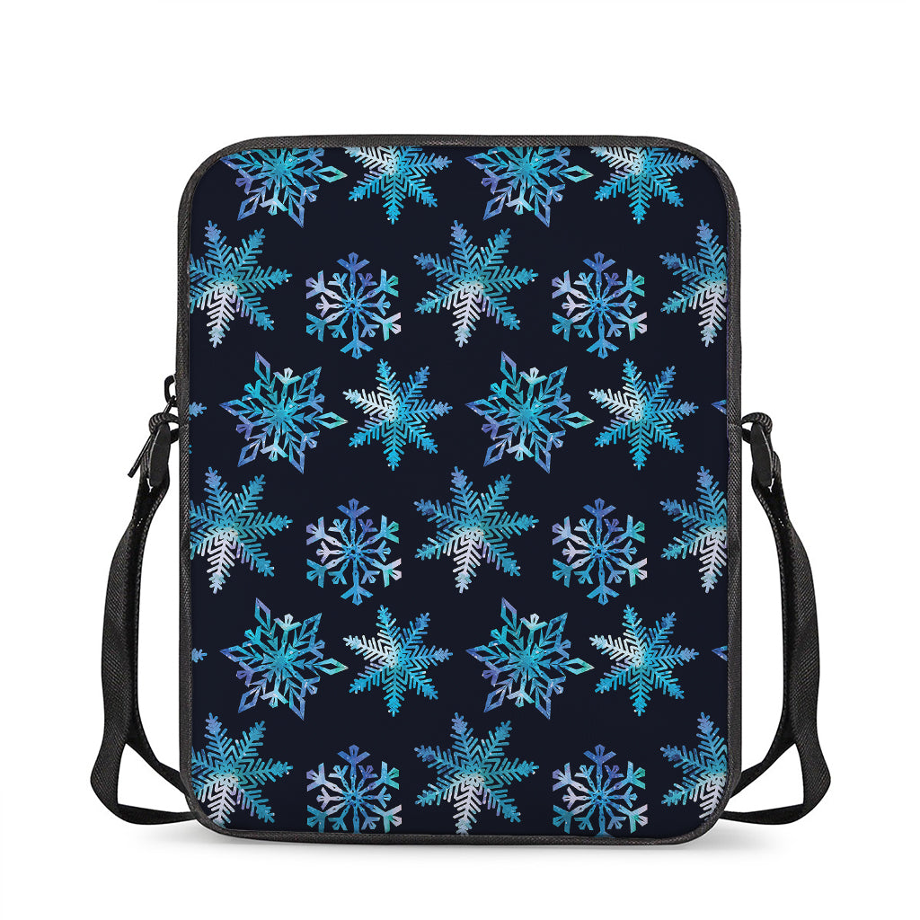 Turquoise Snowflake Pattern Print Rectangular Crossbody Bag
