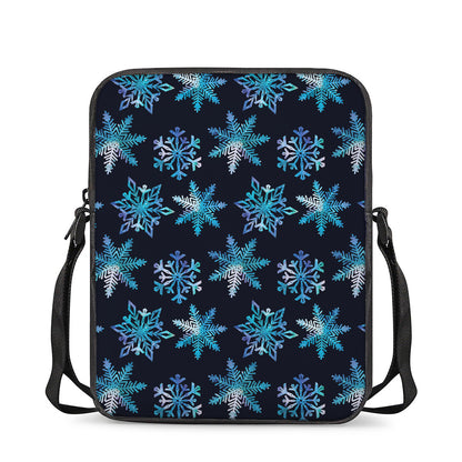 Turquoise Snowflake Pattern Print Rectangular Crossbody Bag