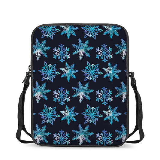 Turquoise Snowflake Pattern Print Rectangular Crossbody Bag