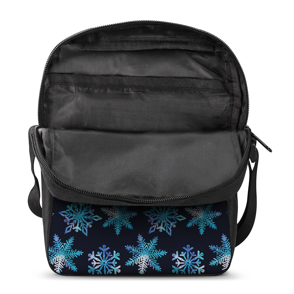 Turquoise Snowflake Pattern Print Rectangular Crossbody Bag