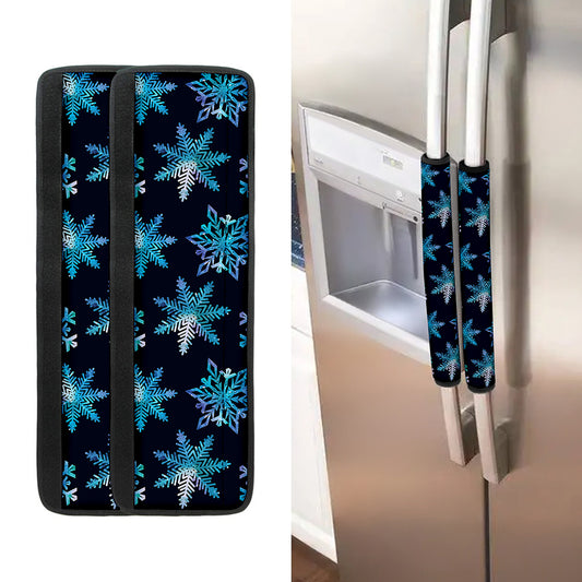 Turquoise Snowflake Pattern Print Refrigerator Handle Covers