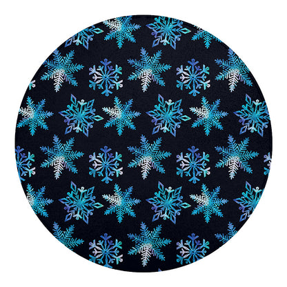 Turquoise Snowflake Pattern Print Round Blanket