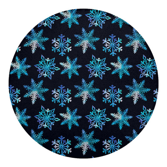 Turquoise Snowflake Pattern Print Round Blanket