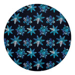 Turquoise Snowflake Pattern Print Round Blanket