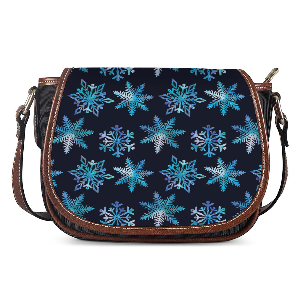 Turquoise Snowflake Pattern Print Saddle Bag
