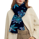 Turquoise Snowflake Pattern Print Scarf