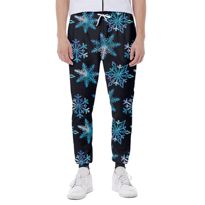 Turquoise Snowflake Pattern Print Scuba Joggers