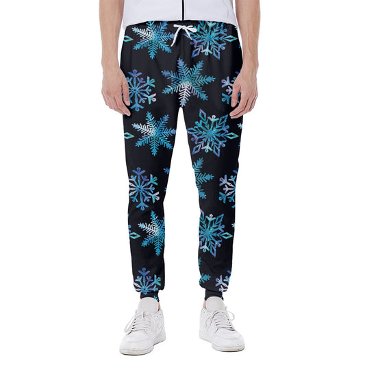 Turquoise Snowflake Pattern Print Scuba Joggers