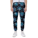 Turquoise Snowflake Pattern Print Scuba Joggers