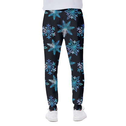 Turquoise Snowflake Pattern Print Scuba Joggers