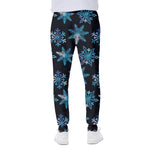 Turquoise Snowflake Pattern Print Scuba Joggers