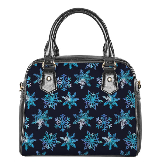 Turquoise Snowflake Pattern Print Shoulder Handbag