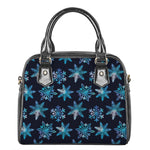 Turquoise Snowflake Pattern Print Shoulder Handbag
