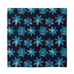 Turquoise Snowflake Pattern Print Silk Bandana