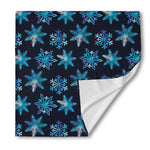 Turquoise Snowflake Pattern Print Silk Bandana