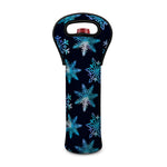 Turquoise Snowflake Pattern Print Single Neoprene Wine Tote