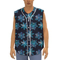 Turquoise Snowflake Pattern Print Sleeveless Baseball Jersey