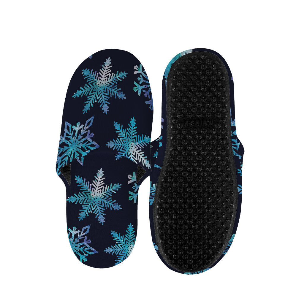 Turquoise Snowflake Pattern Print Slippers