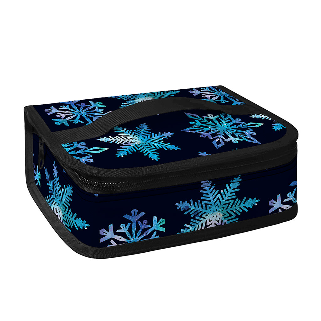 Turquoise Snowflake Pattern Print Small Lunch Bag