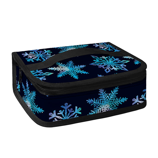 Turquoise Snowflake Pattern Print Small Lunch Bag