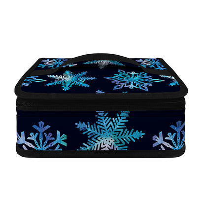 Turquoise Snowflake Pattern Print Small Lunch Bag