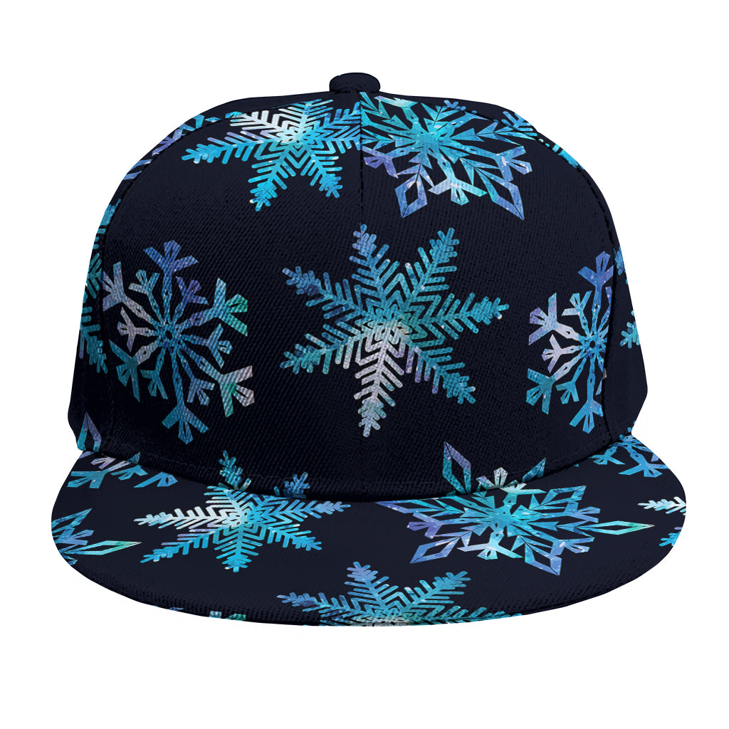 Turquoise Snowflake Pattern Print Snapback Cap