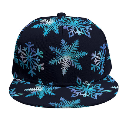 Turquoise Snowflake Pattern Print Snapback Cap