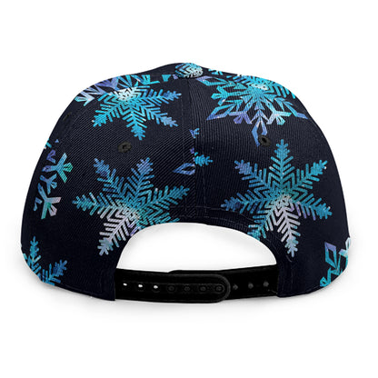 Turquoise Snowflake Pattern Print Snapback Cap