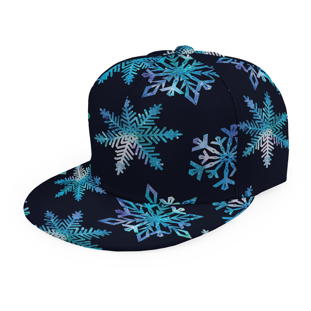 Turquoise Snowflake Pattern Print Snapback Cap