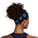 Turquoise Snowflake Pattern Print Sports Headband