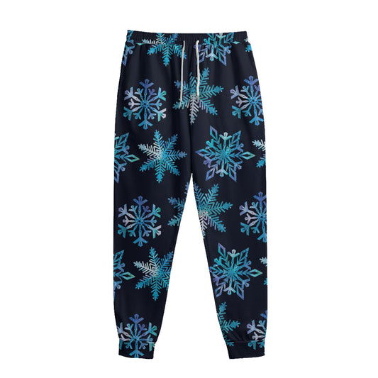 Turquoise Snowflake Pattern Print Sweatpants
