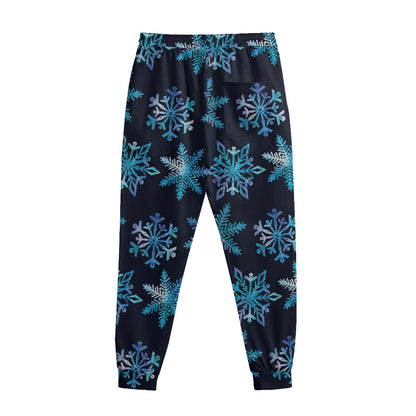 Turquoise Snowflake Pattern Print Sweatpants