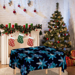 Turquoise Snowflake Pattern Print Tablecloth