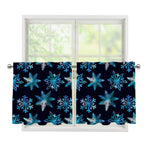 Turquoise Snowflake Pattern Print Tier Curtains